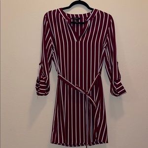 Maroon and White Striped dress